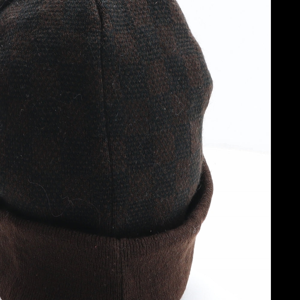 Preworn Mens Black Check Acrylic Beanie One Size