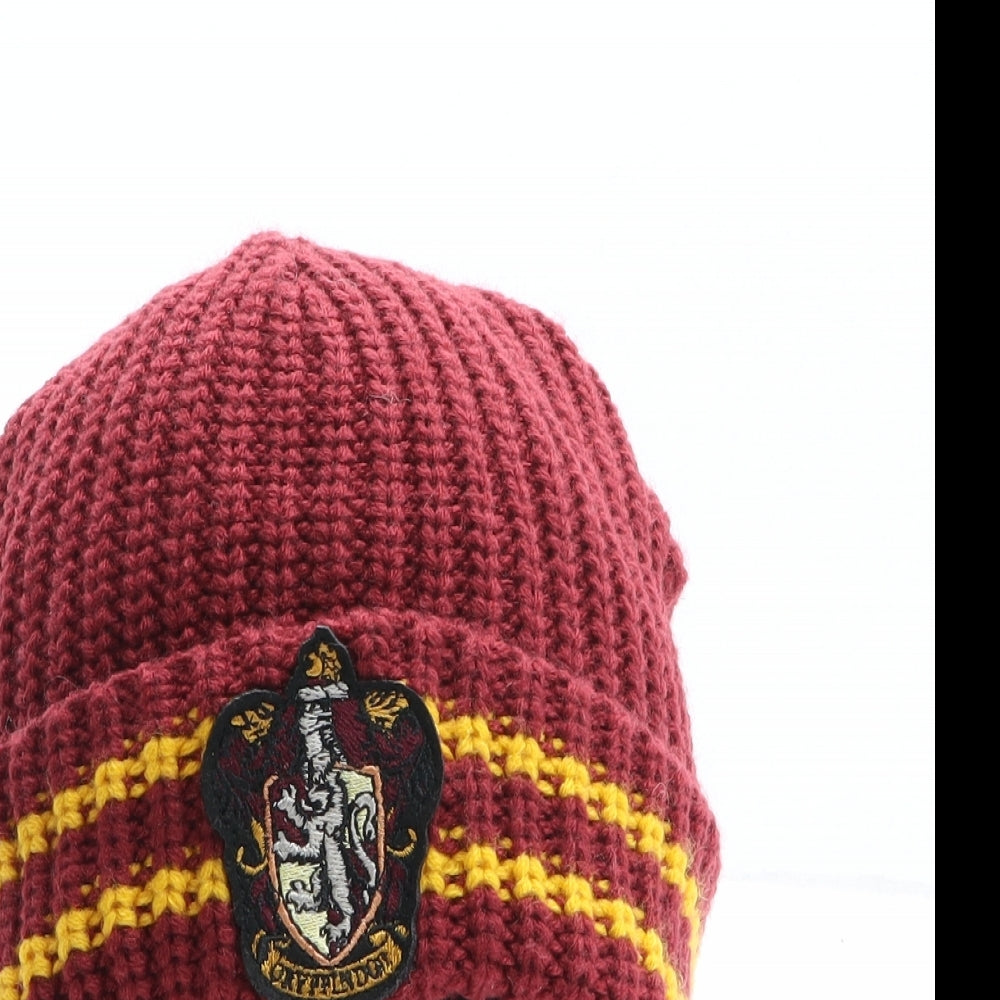 Primark Mens Red Striped Acrylic Beanie One Size - Harry Potter, Hogwarts, Gryffindor