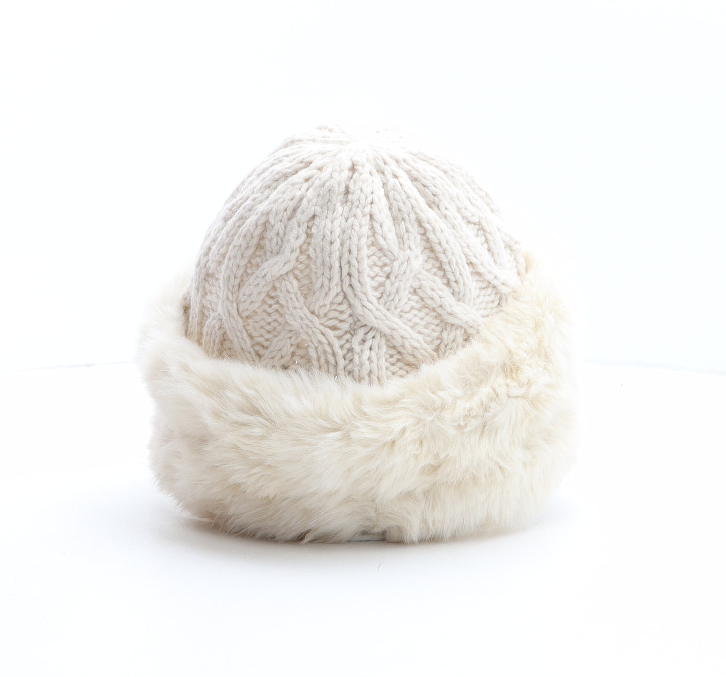 Marks and Spencer Womens Ivory Acrylic Beanie One Size - Faux Fur