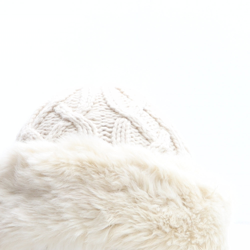 Marks and Spencer Womens Ivory Acrylic Beanie One Size - Faux Fur