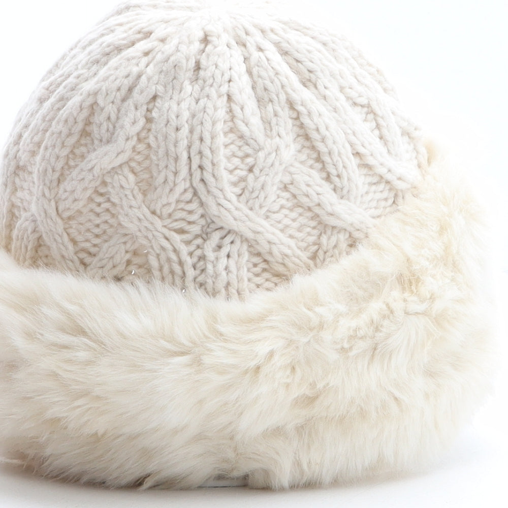 Marks and Spencer Womens Ivory Acrylic Beanie One Size - Faux Fur