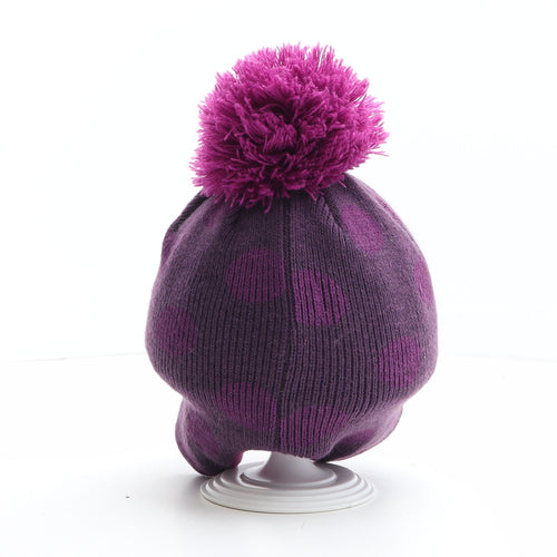 Disney Girls Purple Spotted Acrylic Winter Hat One Size - Size 2-4 years, Disney, Minnie Mouse
