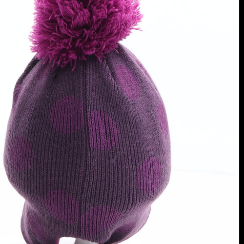 Disney Girls Purple Spotted Acrylic Winter Hat One Size - Size 2-4 years, Disney, Minnie Mouse