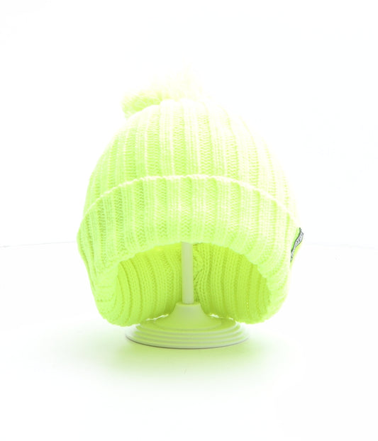 TU Girls Yellow Acrylic Bobble Hat One Size - Size 7-10 years, Neon