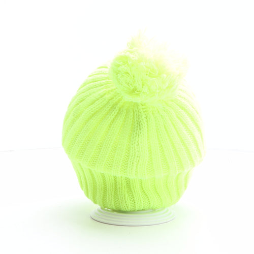 TU Girls Yellow Acrylic Bobble Hat One Size - Size 7-10 years, Neon