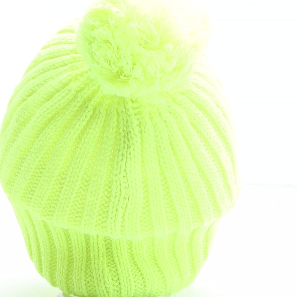 TU Girls Yellow Acrylic Bobble Hat One Size - Size 7-10 years, Neon