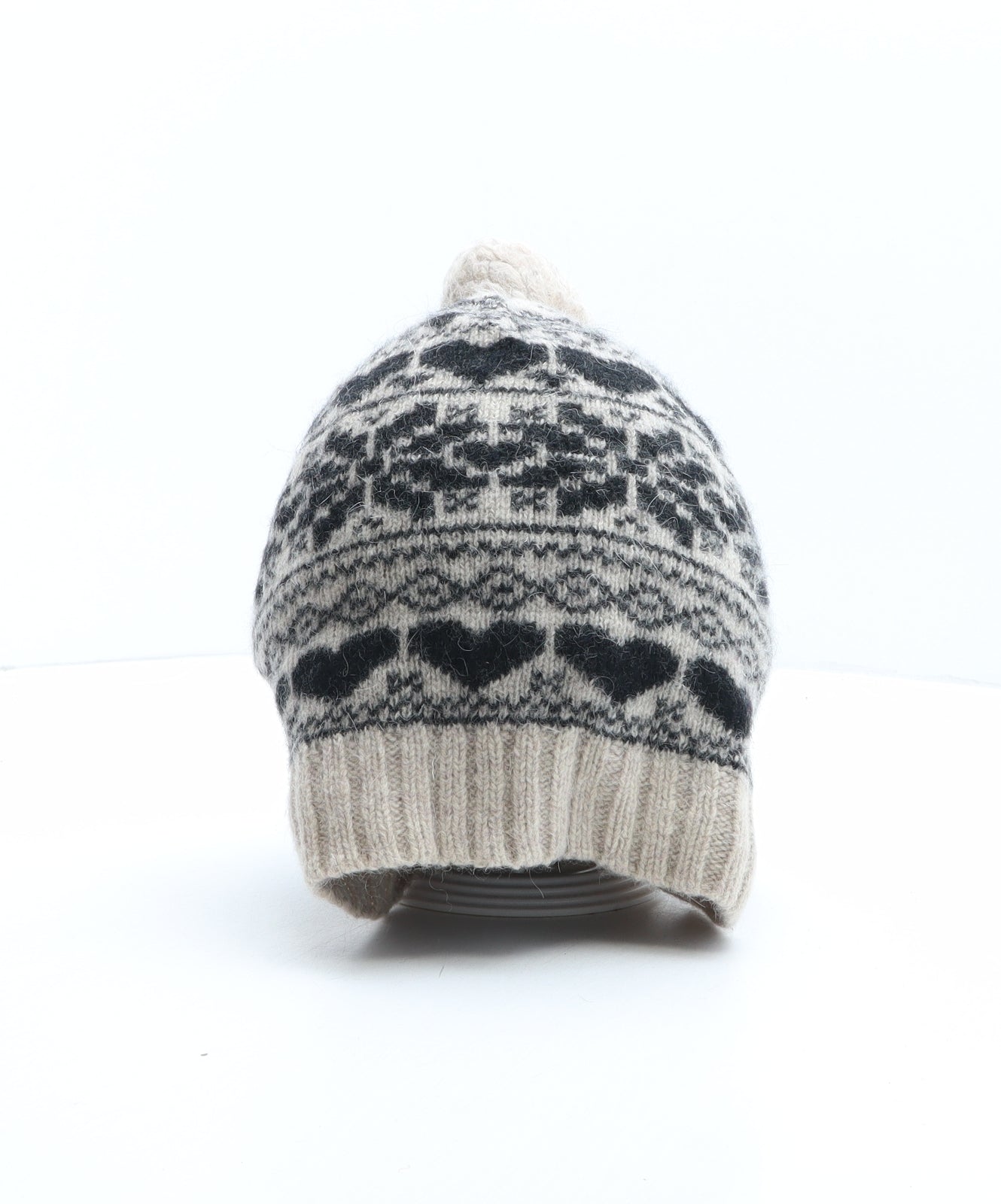 Accessorize Womens Beige Fair Isle Wool Bobble Hat One Size