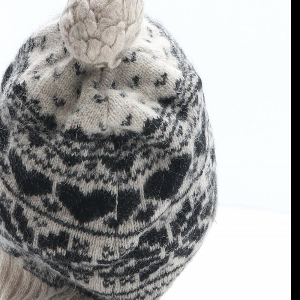 Accessorize Womens Beige Fair Isle Wool Bobble Hat One Size