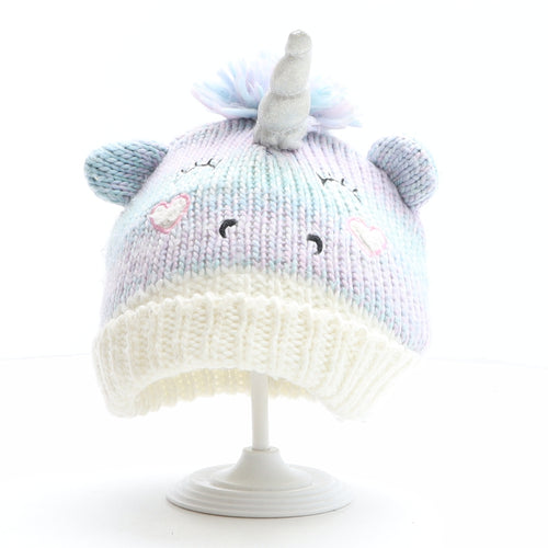 TU Girls Multicoloured Acrylic Bobble Hat One Size - Size 3-5 years, Unicorn Design