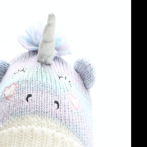 TU Girls Multicoloured Acrylic Bobble Hat One Size - Size 3-5 years, Unicorn Design