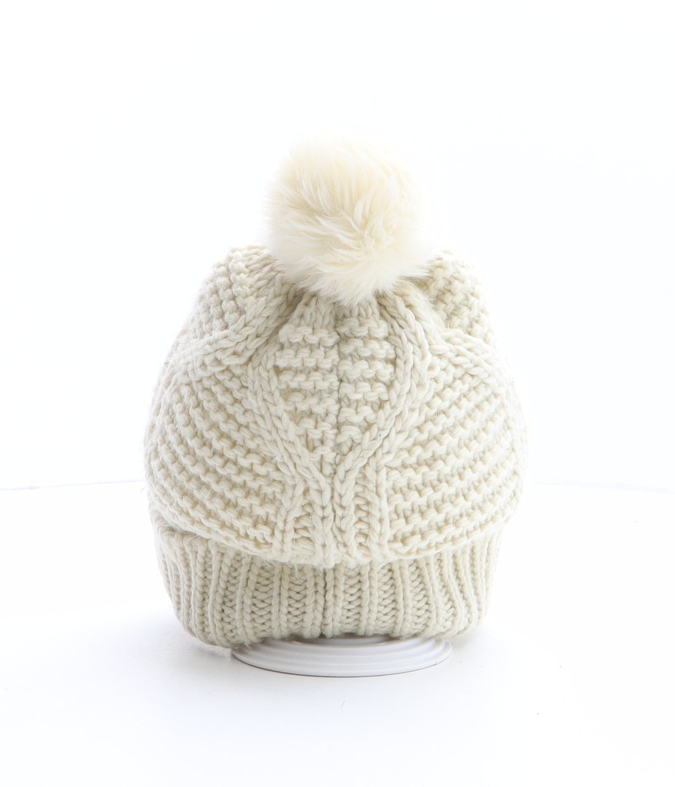 Matalan Womens Ivory Acrylic Bobble Hat One Size