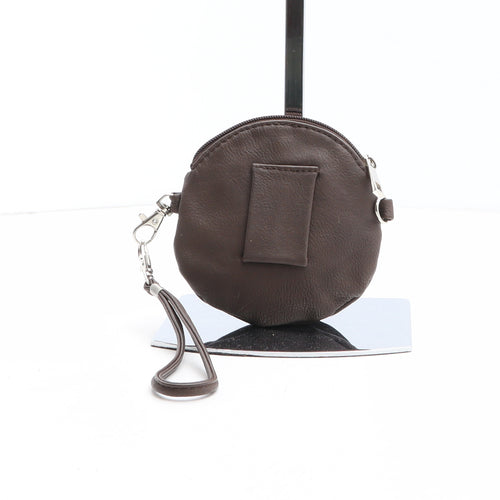 Preworn Womens Brown Solid Polyurethane Clutch Size Micro - Rose Detail, Belt Loop