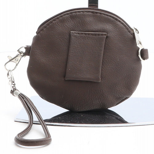 Preworn Womens Brown Solid Polyurethane Clutch Size Micro - Rose Detail, Belt Loop