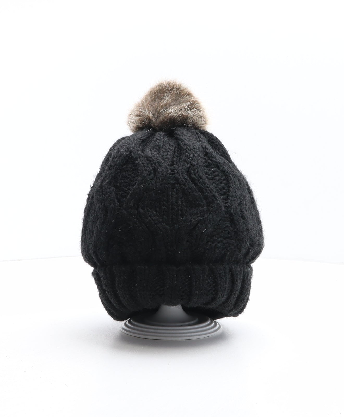 H&M Womens Black Acrylic Bobble Hat One Size