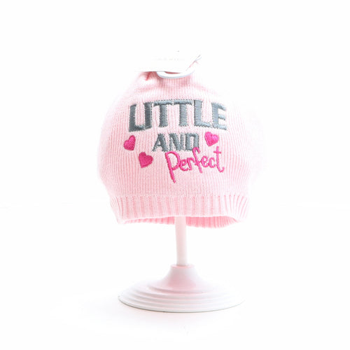 Adams Girls Pink 100% Cotton Beanie One Size - Size 6-12 months, Little and Perfect