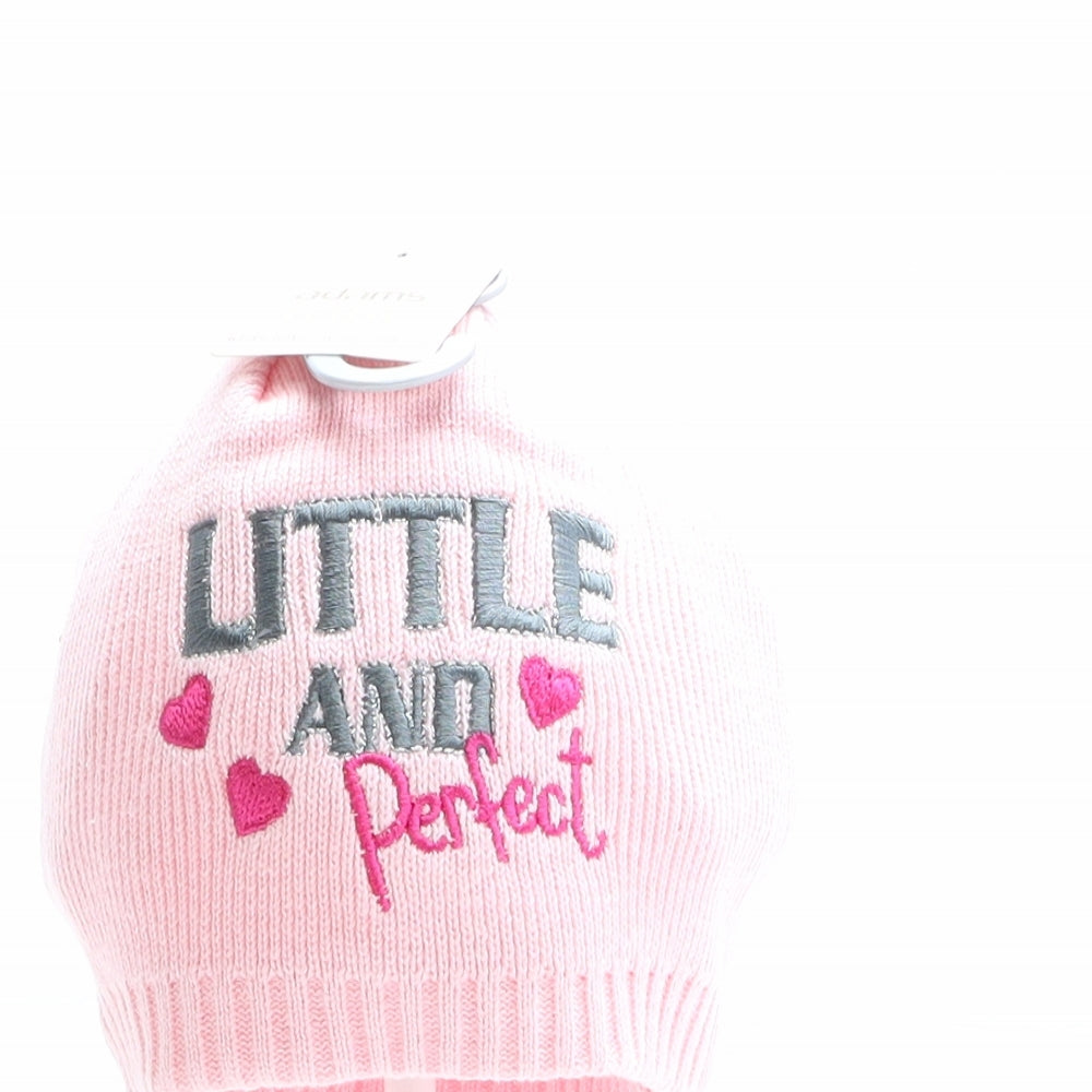 Adams Girls Pink 100% Cotton Beanie One Size - Size 6-12 months, Little and Perfect
