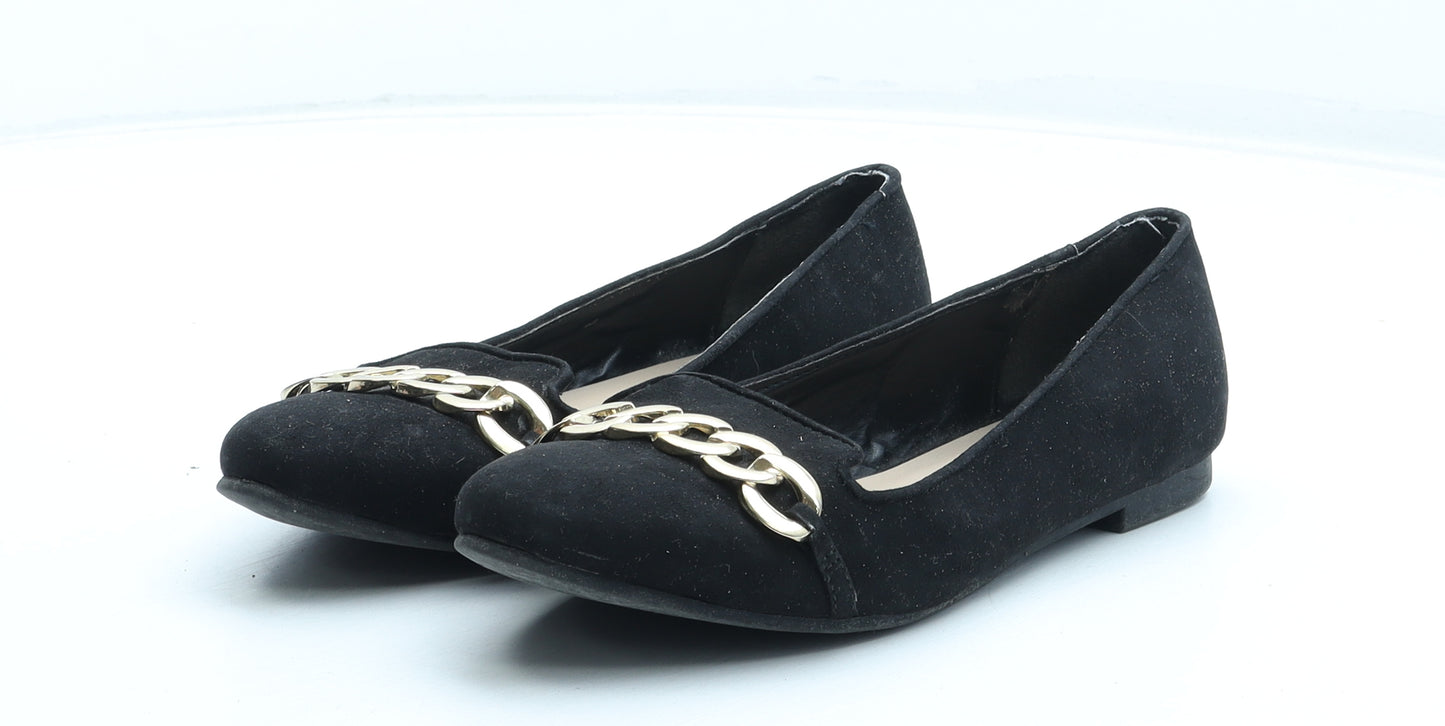 Carvela Kurt Geiger Womens Black Synthetic Ballet Flat UK 3 36 - Estimated UK Size 3 Chain Detail
