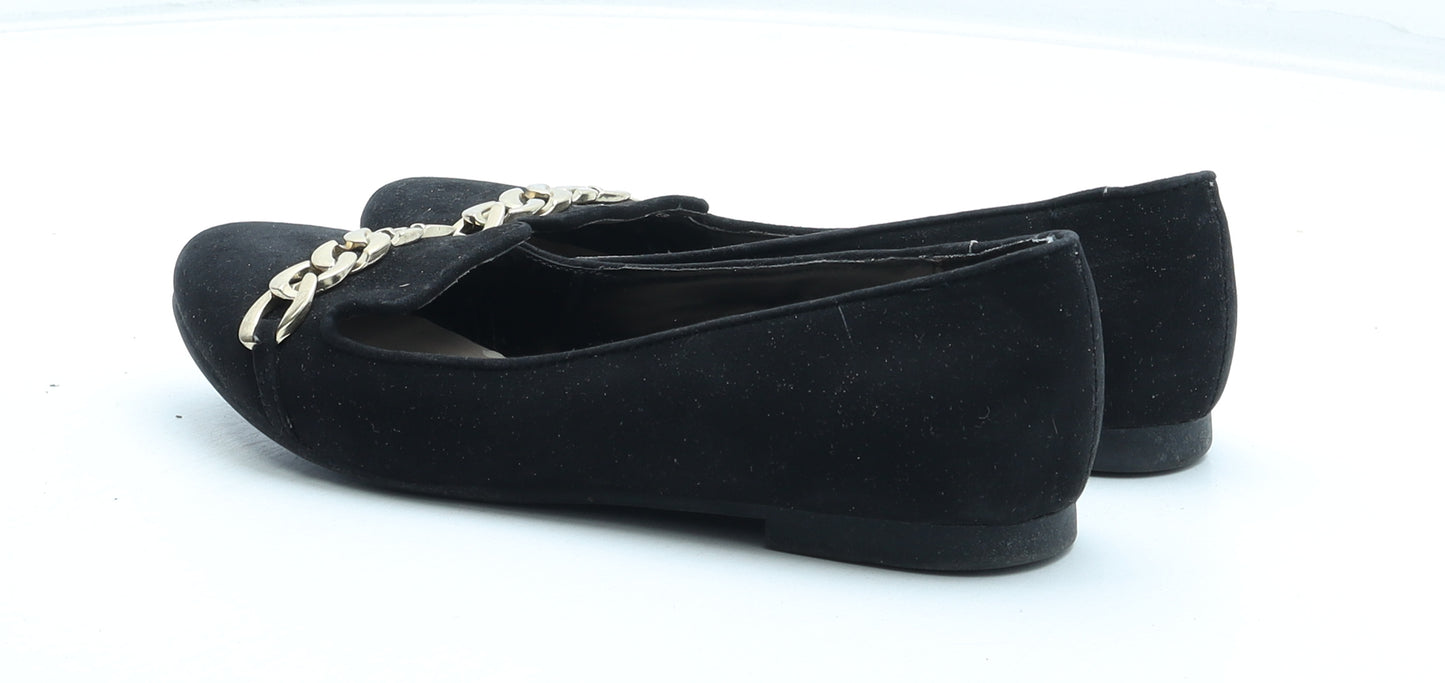 Carvela Kurt Geiger Womens Black Synthetic Ballet Flat UK 3 36 - Estimated UK Size 3 Chain Detail