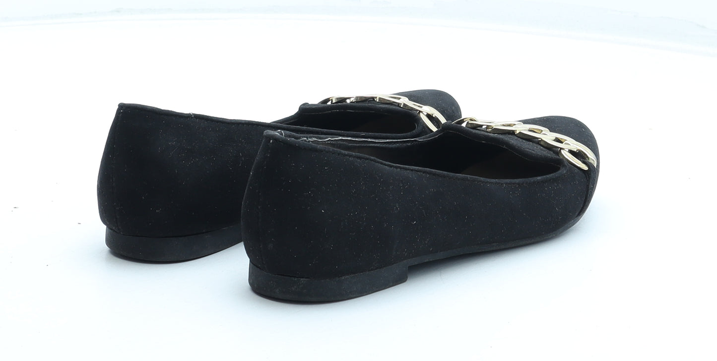 Carvela Kurt Geiger Womens Black Synthetic Ballet Flat UK 3 36 - Estimated UK Size 3 Chain Detail
