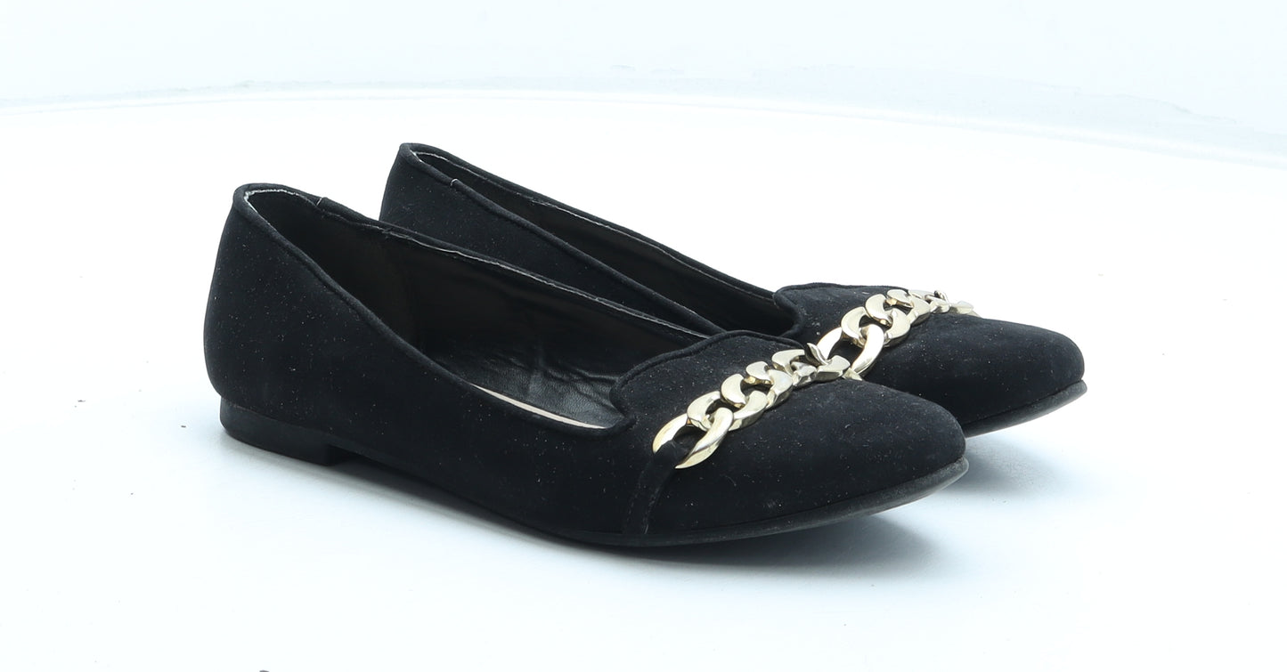 Carvela Kurt Geiger Womens Black Synthetic Ballet Flat UK 3 36 - Estimated UK Size 3 Chain Detail