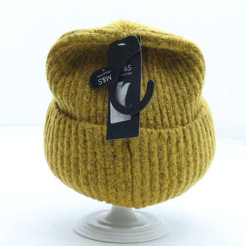 Marks and Spencer Womens Yellow Acrylic Beanie One Size