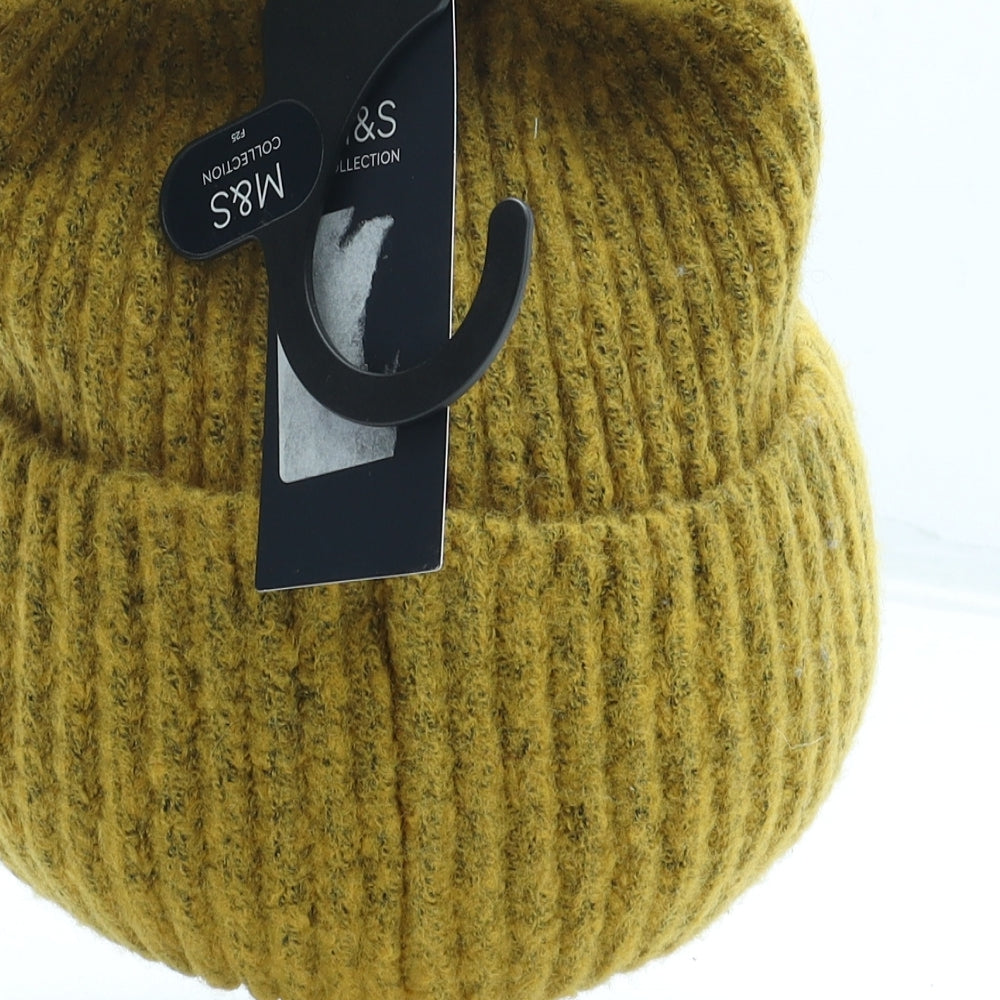 Marks and Spencer Womens Yellow Acrylic Beanie One Size