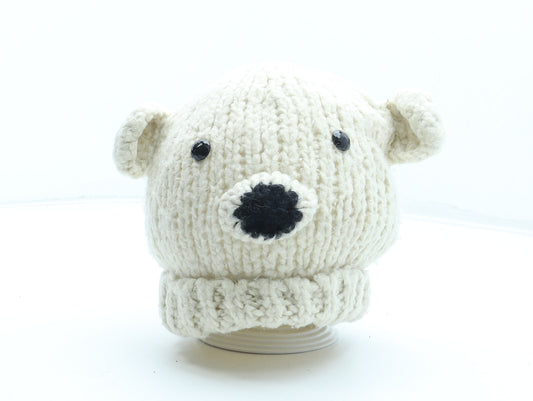 River Island Girls White Acrylic Beanie One Size - Size 7-10 Years Polar Bear