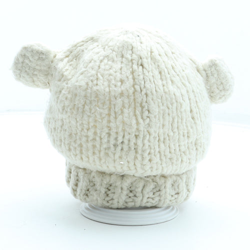 River Island Girls White Acrylic Beanie One Size - Size 7-10 Years Polar Bear