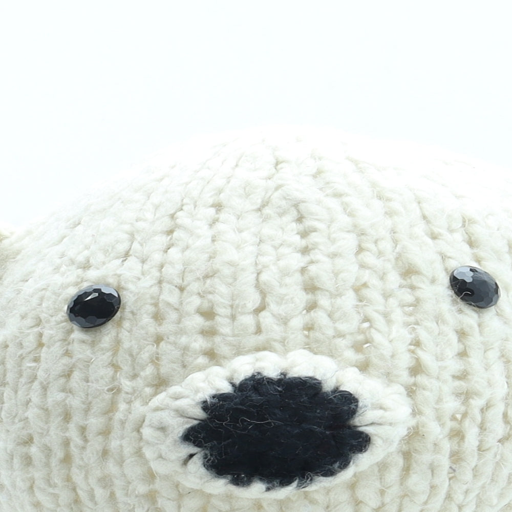 River Island Girls White Acrylic Beanie One Size - Size 7-10 Years Polar Bear