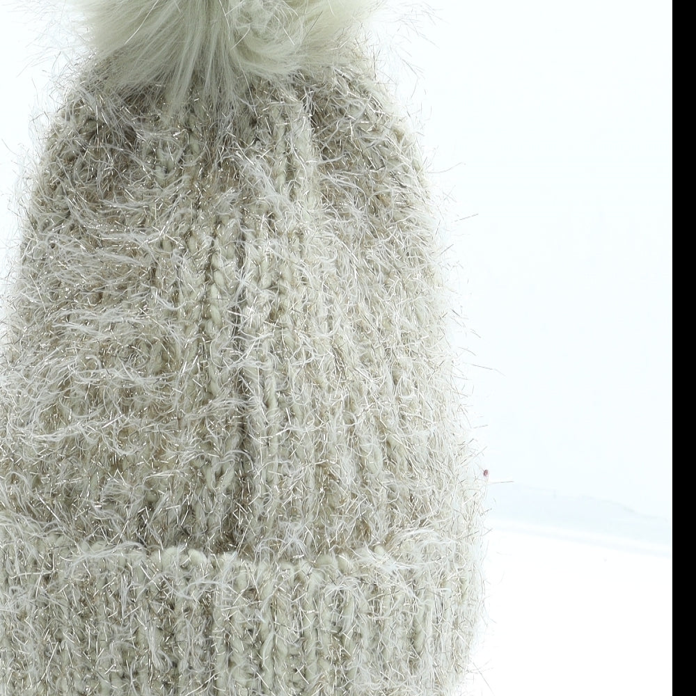 New Look Womens Gold Acrylic Bobble Hat One Size