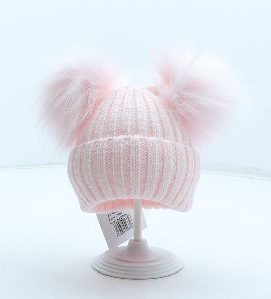 My Little Chick Girls Pink Acrylic Bobble Hat Size M