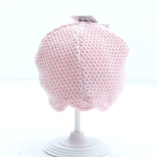 F&F Girls Pink 100% Cotton Beanie Size S - Size 0-3 Months