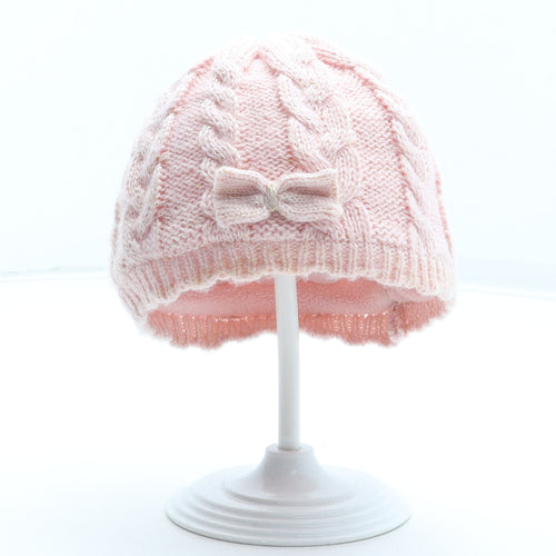 George Girls Pink Acrylic Beanie Size S - Size 3-6 Years