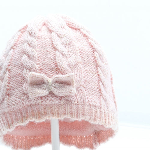 George Girls Pink Acrylic Beanie Size S - Size 3-6 Years