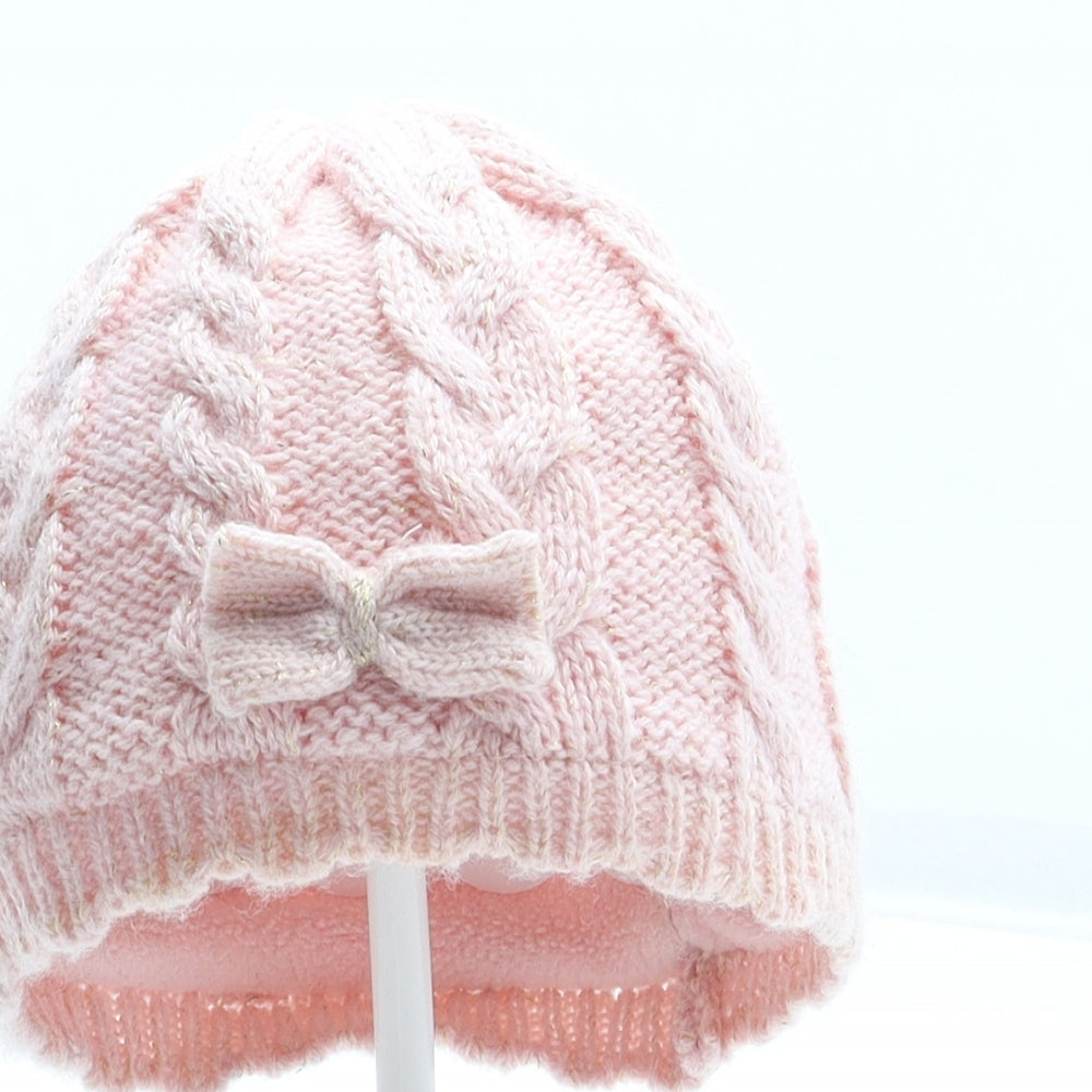 George Girls Pink Acrylic Beanie Size S - Size 3-6 Years