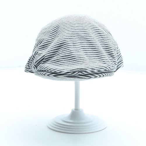 George Boys Black Striped Cotton Flat Cap One Size - Size 6-12 Months