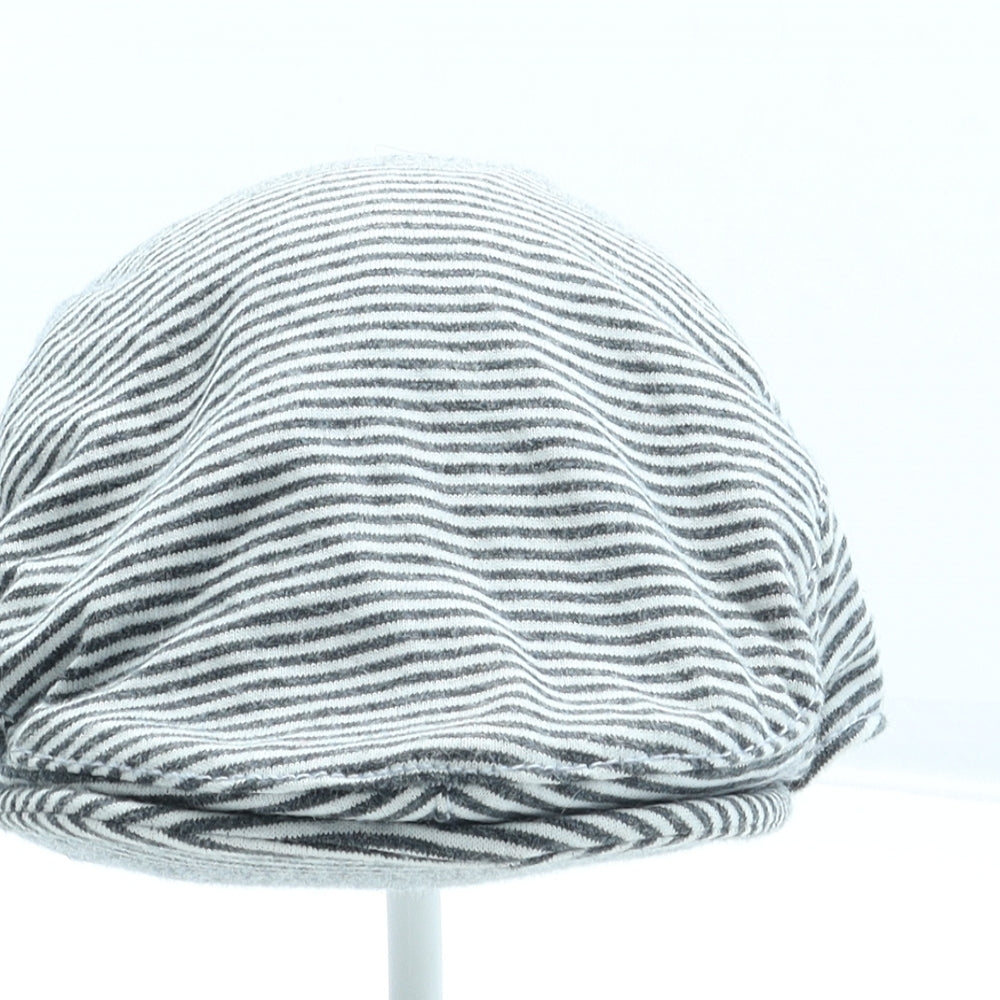 George Boys Black Striped Cotton Flat Cap One Size - Size 6-12 Months