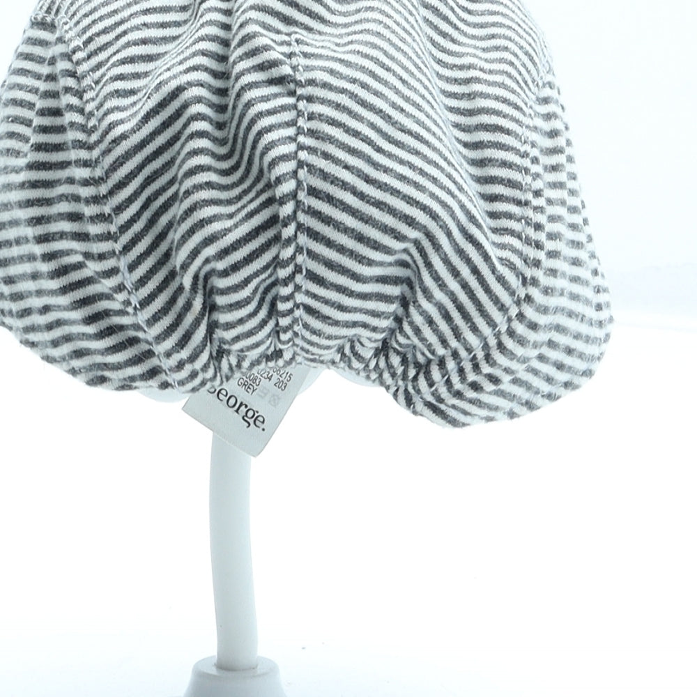 George Boys Black Striped Cotton Flat Cap One Size - Size 6-12 Months
