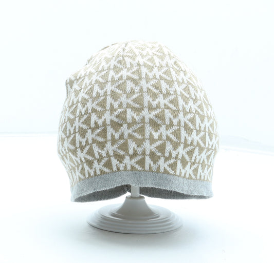 Michael Kors Womens Beige Geometric Acrylic Beanie One Size