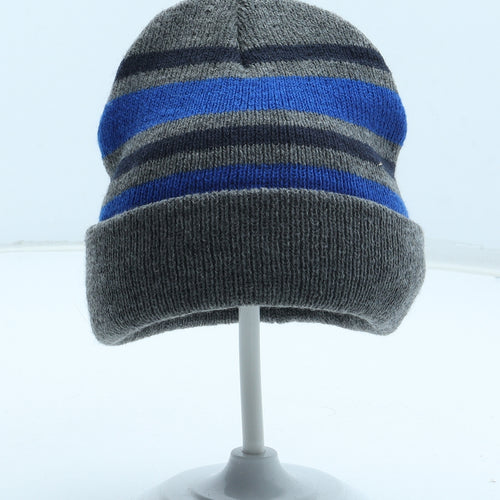Pep&Co Boys Grey Striped Acrylic Beanie Size S