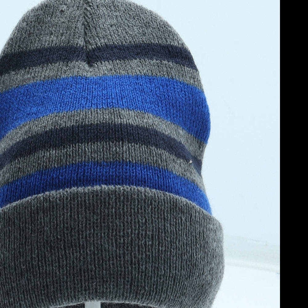 Pep&Co Boys Grey Striped Acrylic Beanie Size S