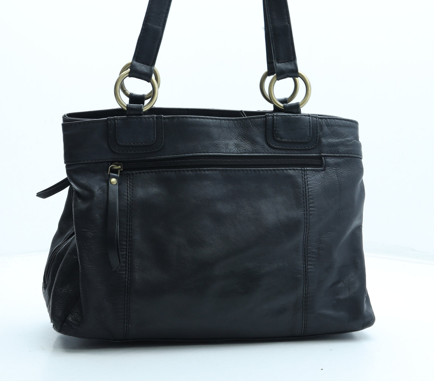 Rowallan Womens Black Leather Top Handle Bag Size Medium