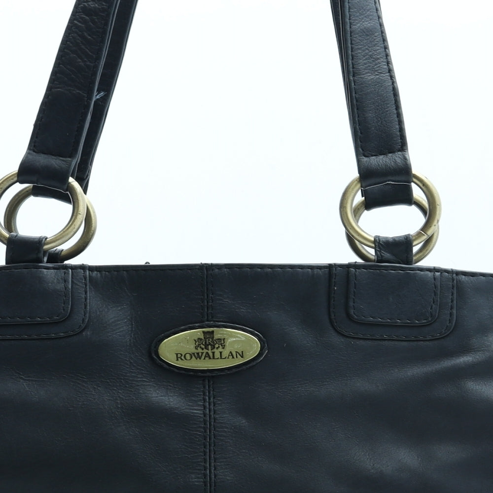 Rowallan Womens Black Leather Top Handle Bag Size Medium