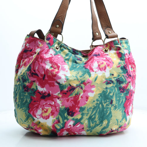 F&F Womens Multicoloured Floral Polyester Top Handle Bag Size Large