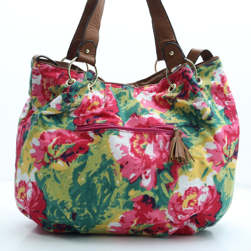 F&F Womens Multicoloured Floral Polyester Top Handle Bag Size Large