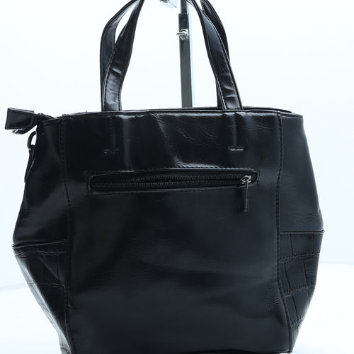 Preworn Womens Black Polyurethane Top Handle Bag Size Small - Croc Texture