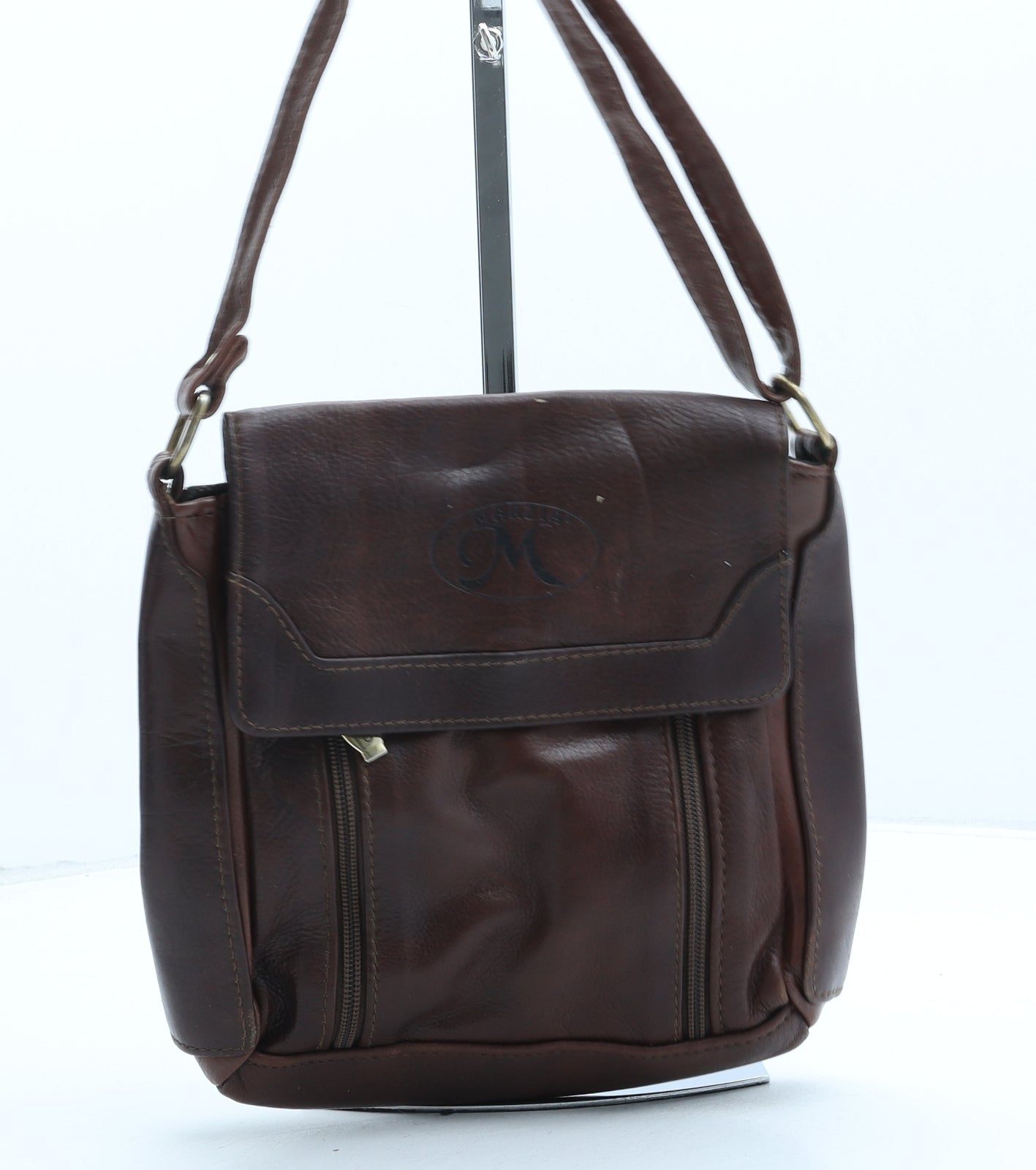 Marzia Womens Brown Polyurethane Crossbody Size Small