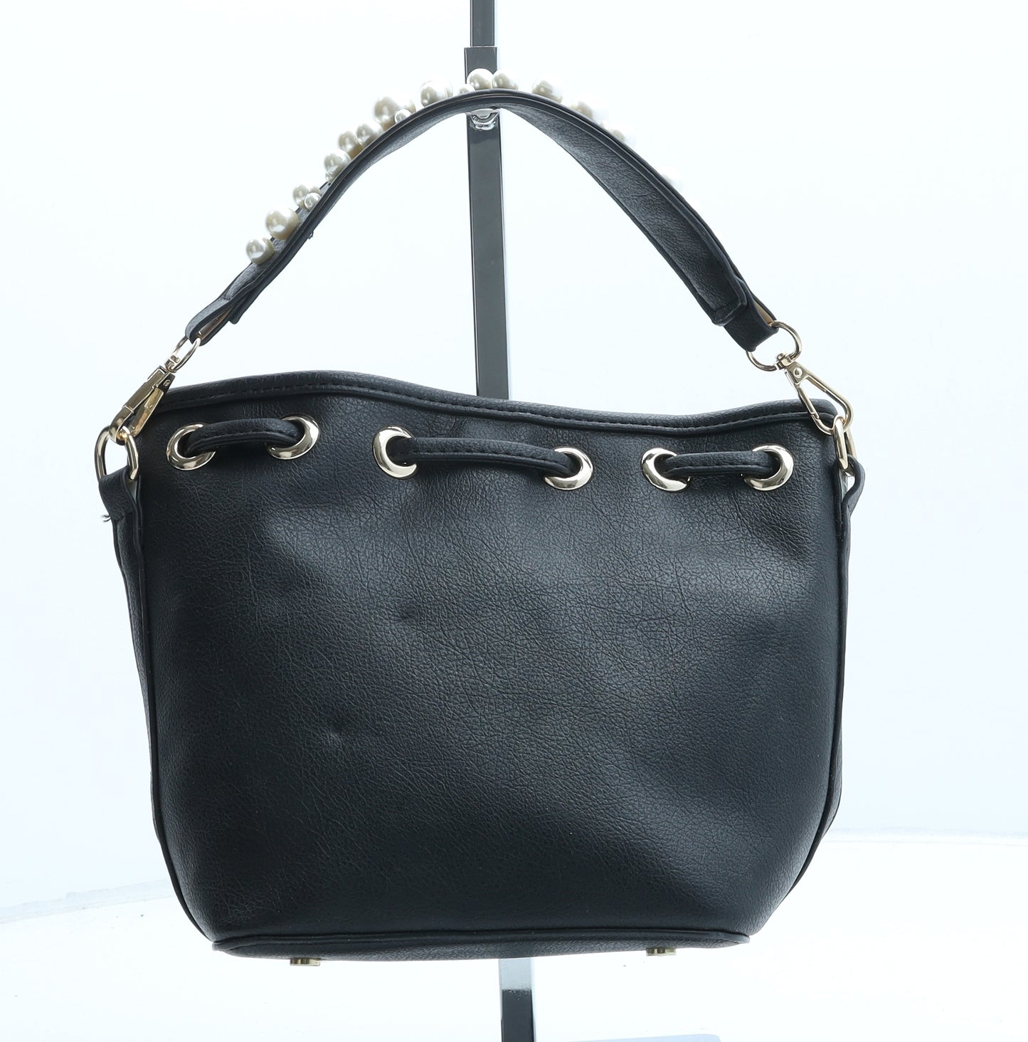 Preworn Womens Black Polyurethane Top Handle Bag Size Small