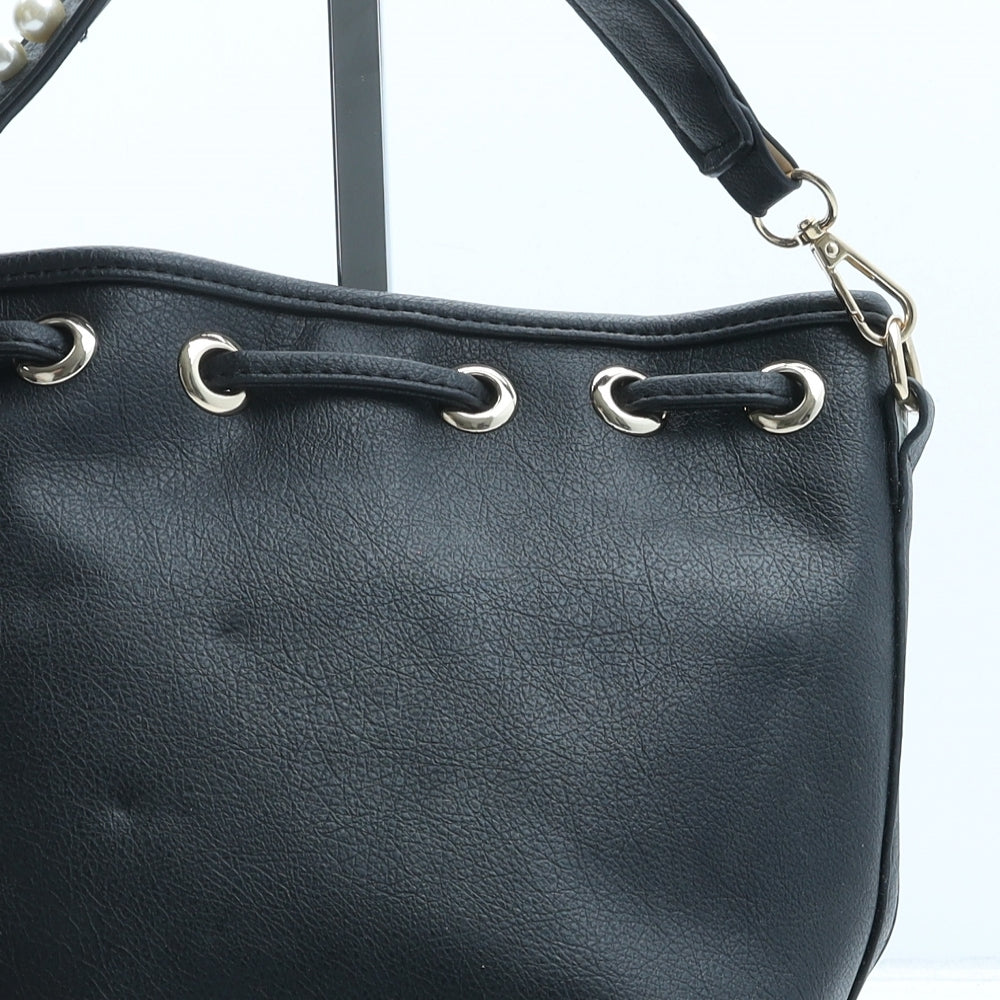 Preworn Womens Black Polyurethane Top Handle Bag Size Small