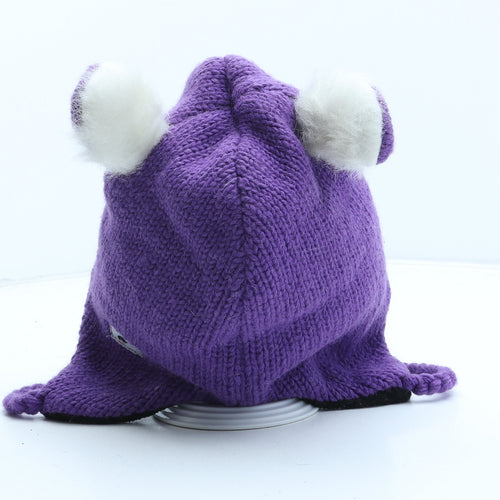 Black Yak Girls Purple Acrylic Winter Hat One Size - Bear